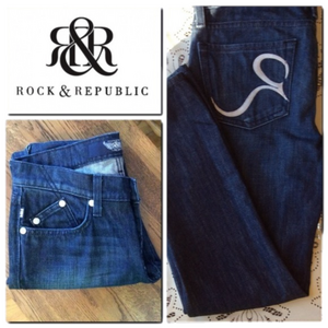 Rock & Republic BERLIN Dark Wash Blue Straight Leg Jeans Size 26
